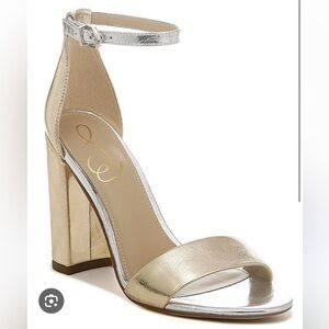 NIB gold and silver yaro heel Sam Edelman